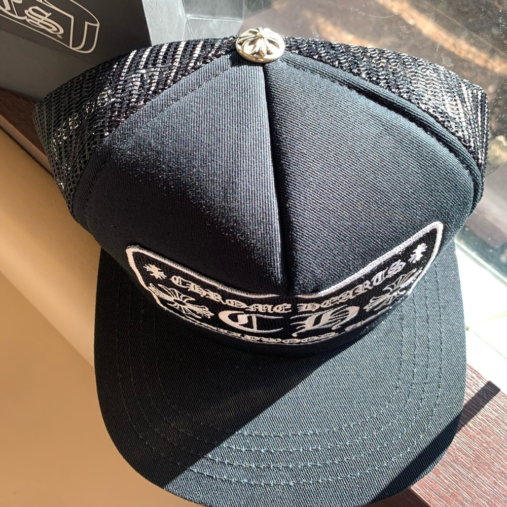 NEW Chrome Hearts CH Hollywood Trucker Hat Black - Picture 2 of 5